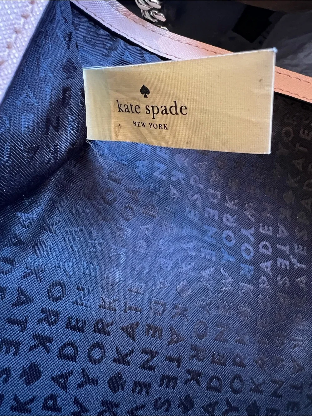 Kate Spade New York Black Blush Saffiano Leather Chain Shoulder Handbag Purse